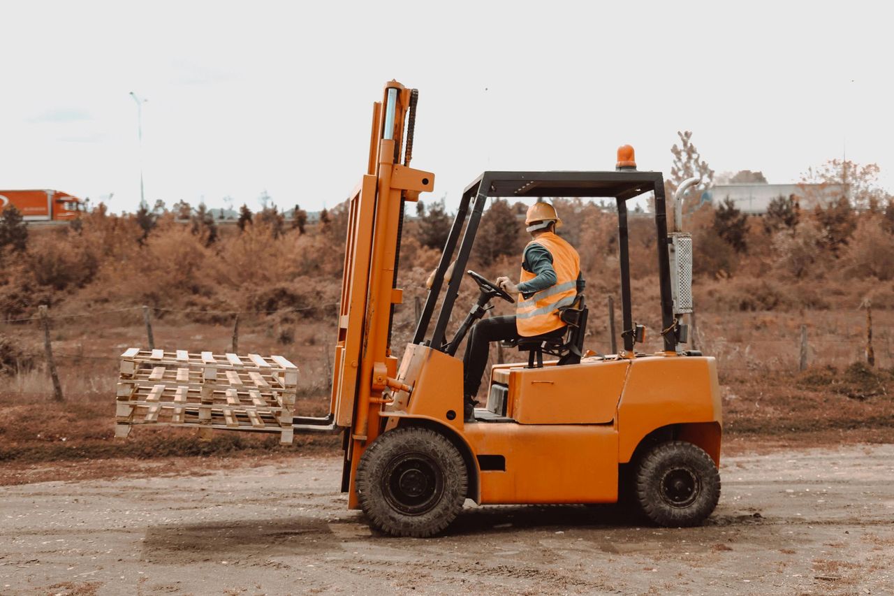 yellow forklift reversing